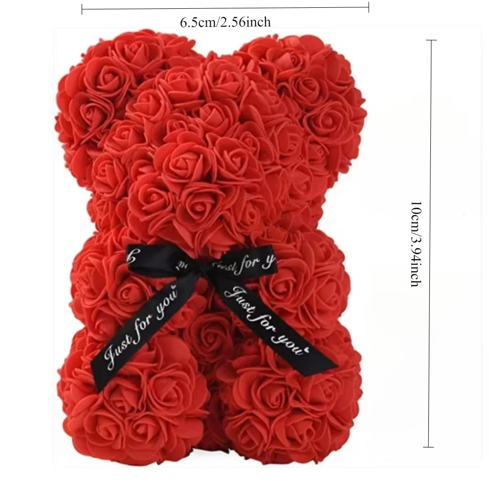 Eternal Rose Teddy Bear Gift – Artificial Flower Decor