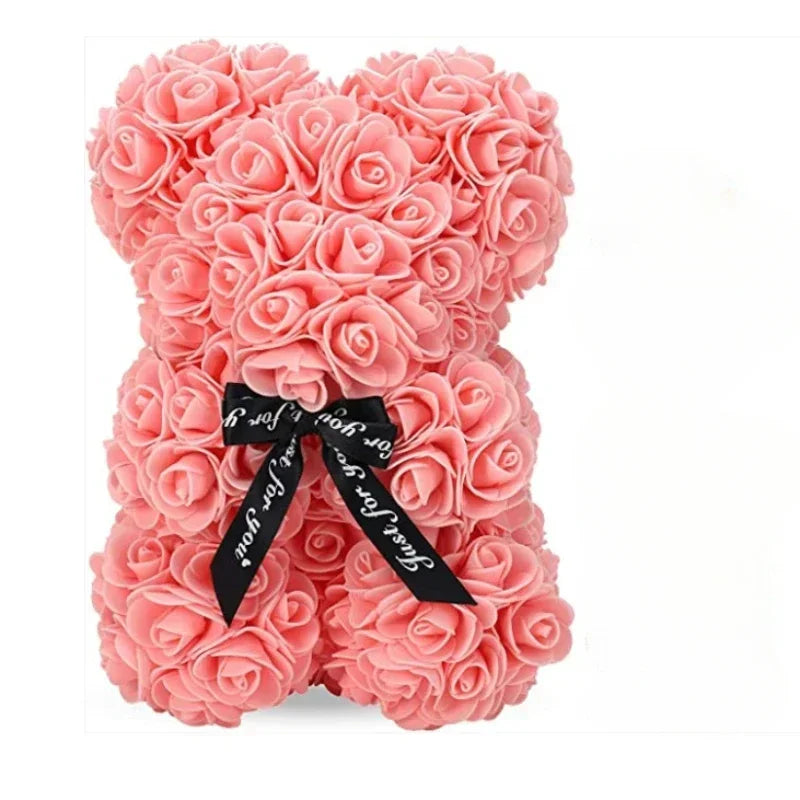 PInk Color Eternal Rose Teddy Bear Gift – Artificial Flower Decor