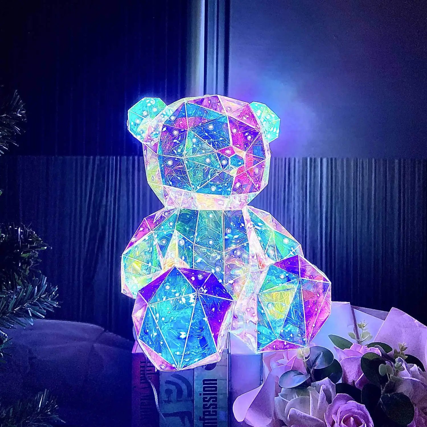 25cm Teddy Bear Color LED Teddy Bear Gift Lamp With Heart – Romantic Night Light